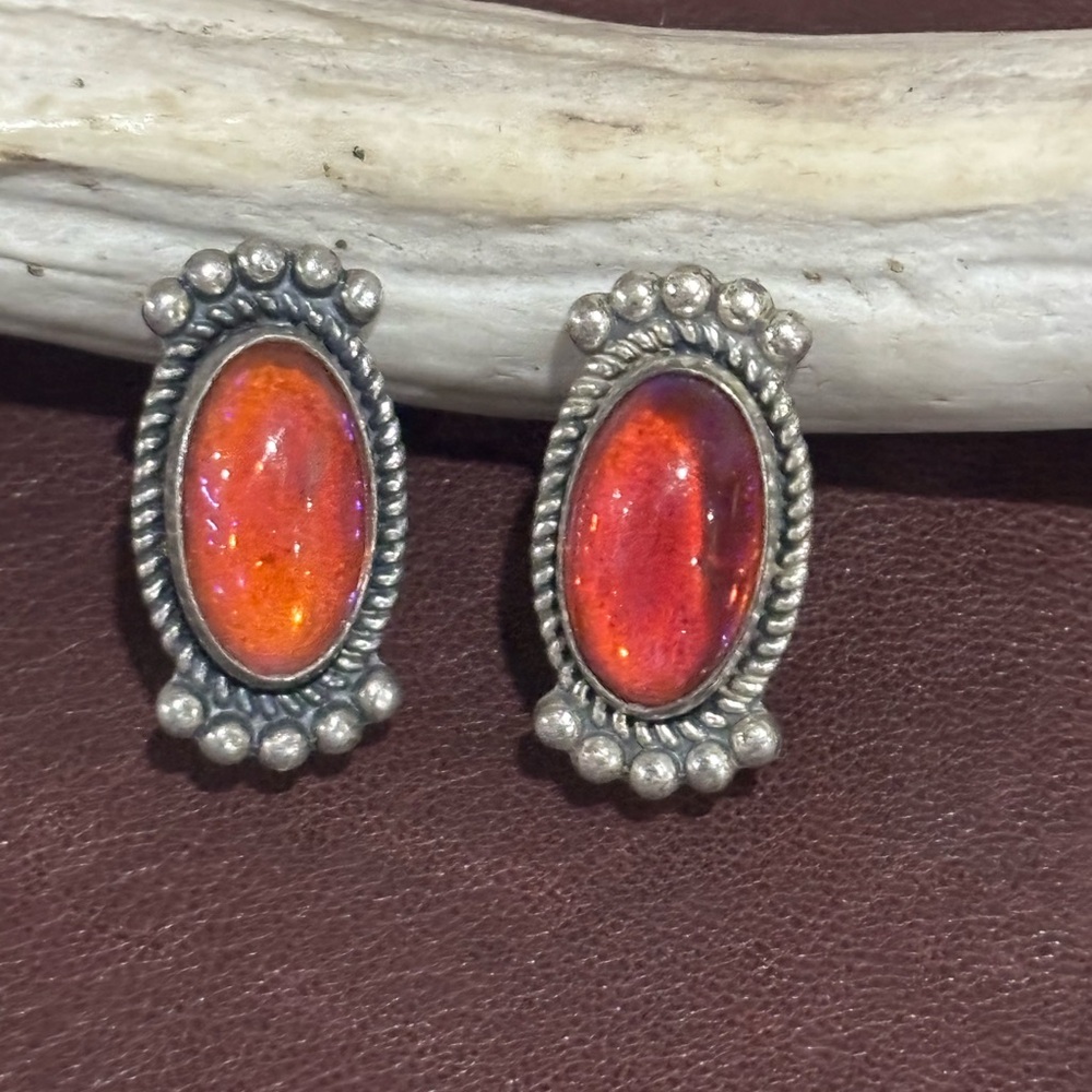 Vtg sterling dragons breath earrings